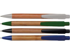 Bamboo Ballpoint Pen With Plastic Trims
