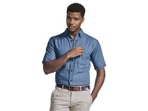Denim Shirt Short Sleeve Mens