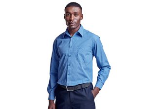 Mens Long Sleeve Micro Check Shirt