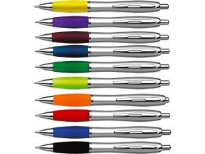 Silver Barrel Curved Design Ballpoint Pen