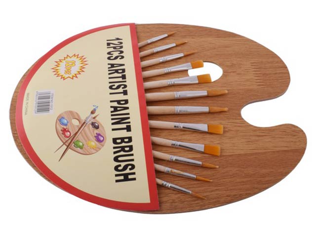 12-Piece Artist Paint Brushes & Pallet Set