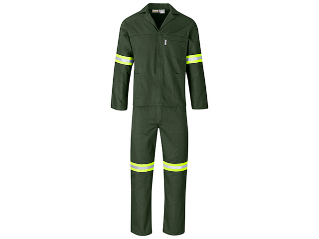 Acid Resistant Polycotton Conti Suit - Reflective Arm & Legs - Yellow Tape - Image 2