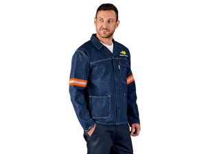 Cast Premium 100% Cotton Denim Jacket - Reflective Arms - Orange Tape