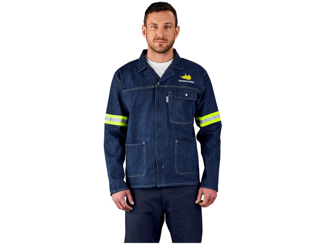 Cast Premium 100% Cotton Denim Jacket - Reflective Arms - Yellow Tape