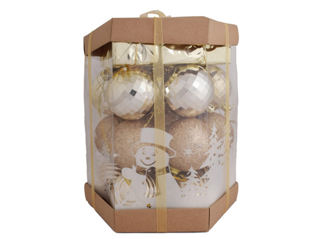 Gold Christmas Baubles & Gift Box Set