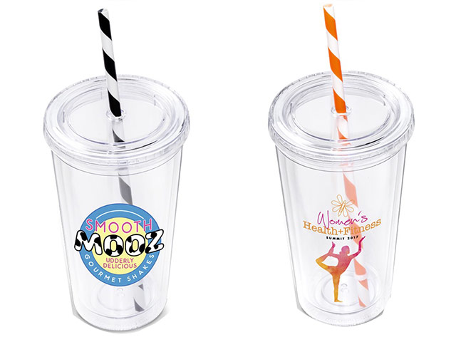 Malibu Double-Wall Plastic Tumbler & Straw - 470ml - Image 4