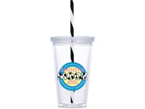 Malibu Double-Wall Plastic Tumbler & Straw - 470ml