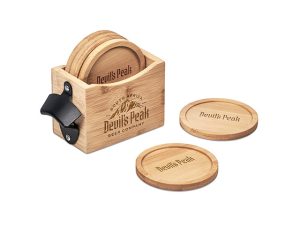 Okiyo Kanpai Bamboo Coaster & Bottle Opener Set