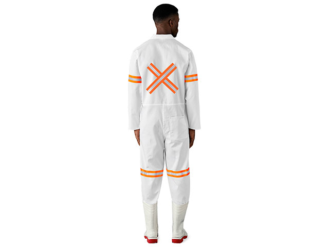 Safety Polycotton Boiler Suit - Reflective Arms Legs & Back - Orange Tape - Image 2