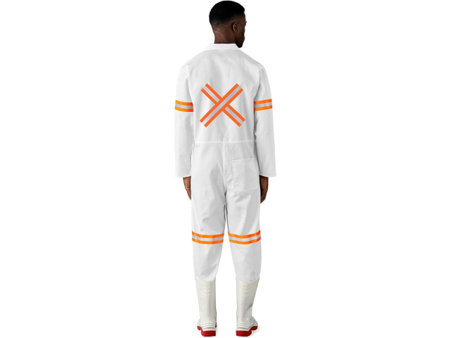 Safety Polycotton Boiler Suit - Reflective Arms Legs & Back - Orange Tape - Image 3