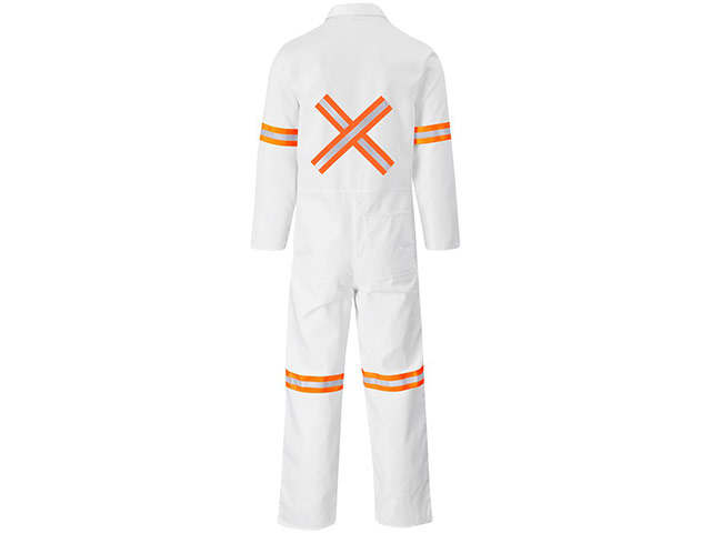 Safety Polycotton Boiler Suit - Reflective Arms Legs & Back - Orange Tape