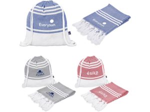 US Basic Santa Cruz Cotton-Rich Beach Towel & Drawstring Bag