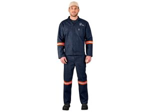 Vintage 100% Cotton Denim Conti Suit - Reflective Arms & Legs - Orange Tape